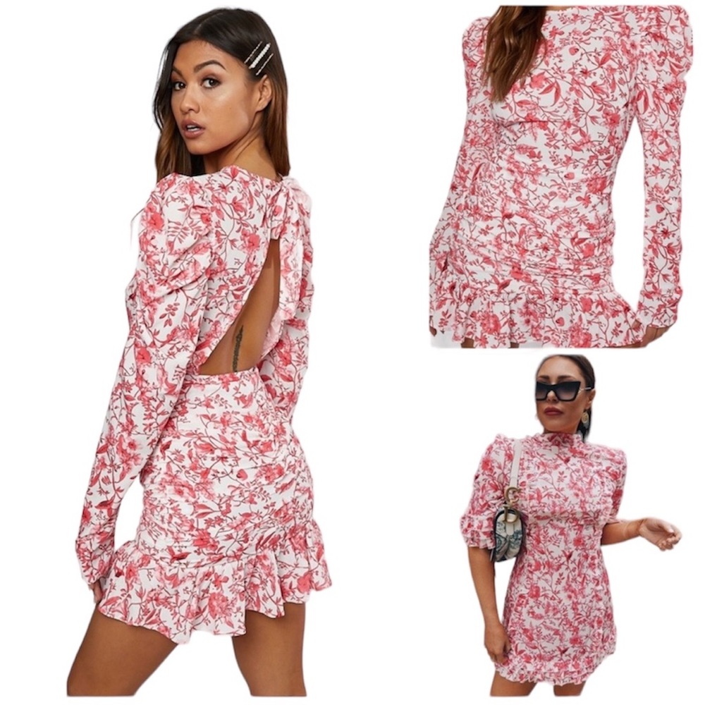 Porcelain Floral Mini Dress